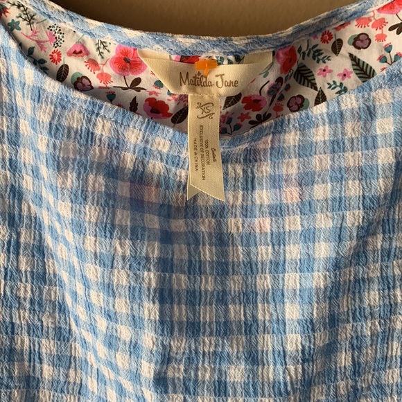 Matilda Jane blue gingham top xs - Picture 2 of 4